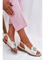 Sandały Damskie Na Płaskim Obcasie Z Ozdobnym Detalem S.Barski KV51-080 Srebrne