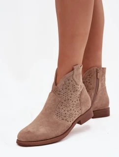 Dámské Kotníkové Boty Na Ploché Podpatky S  Béžové model 21713585 - S.Barski