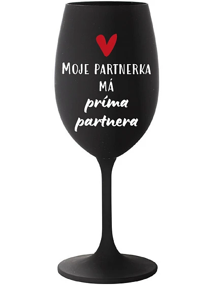 Môj partner má priateľského partnera - čierny pohár na víno 350 ml