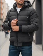 Pánská prošívaná zimní bunda s kapucí tmavě šedá Dstreet model 21993623 - FashionStreet