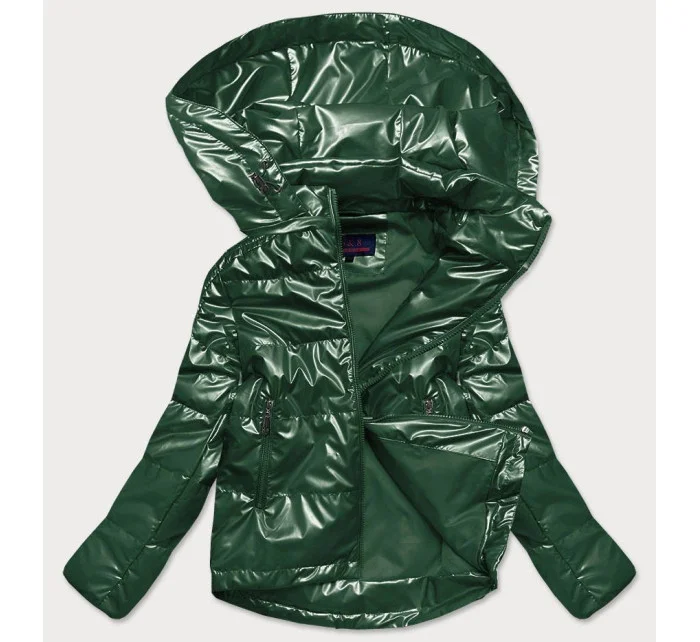 Zelená dámska lesklá bunda oversize (2021-06BIG) Zelená dámska lesklá bunda oversize (2021-06BIG)