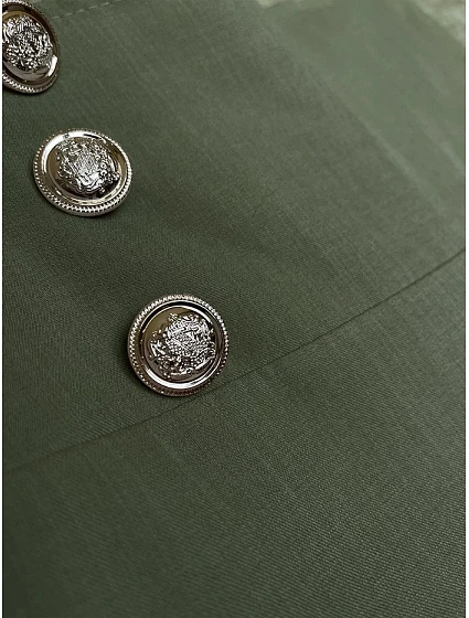 Elegantní široké dámské kalhoty v khaki barvě model 20159961 - MADE IN ITALY Elegantní široké dámské kalhoty v khaki barvě model 20159961 - MADE IN ITALY