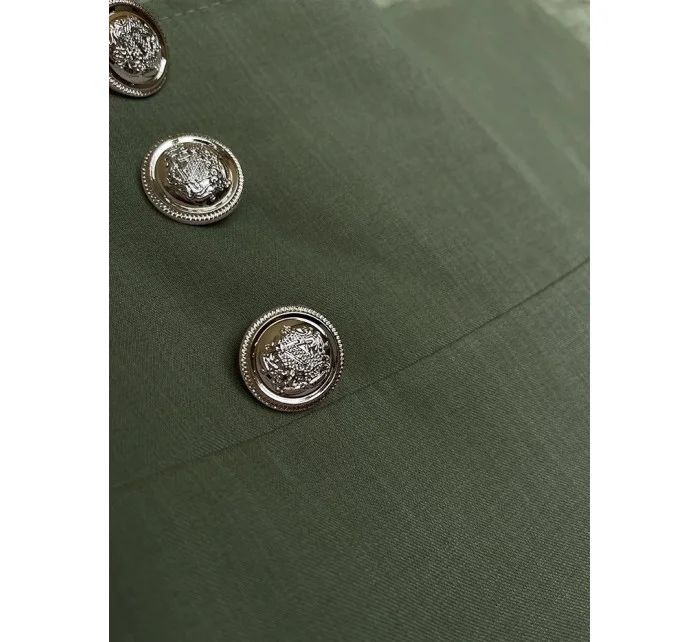 Elegantné široké dámske nohavice v khaki farbe (33575)