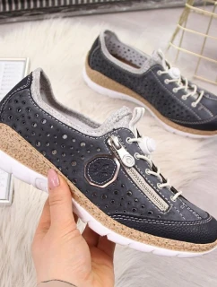 Dámska ažurová športová obuv Rieker v tmavomodrej farbe N42P6-14