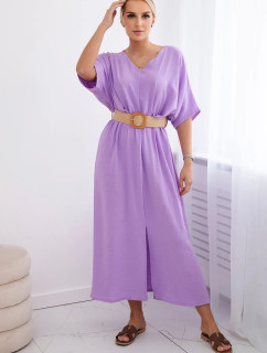 Rozšířené šaty s páskem světle fialová