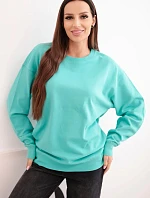 Dámska základná bavlnená mikina s elastickým lemom a okrúhlym výstrihom mätová