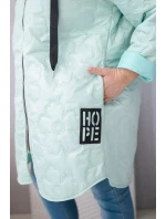 Dámská bunda Plus Size prošívaná s kapucí a nápisem HOPE růžový neon