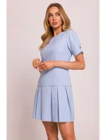 M842 Džínsové šaty so záhybmi - svetlomodré M842 Džínsové šaty so záhybmi - svetlomodré