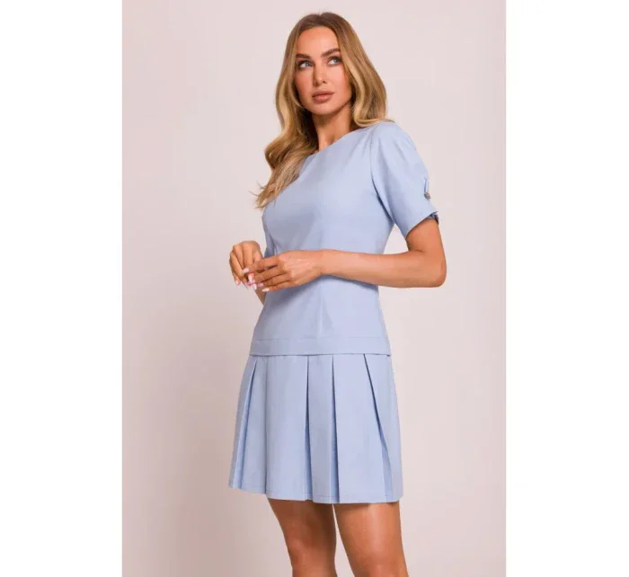 M842 Džínsové šaty so záhybmi - svetlomodré M842 Džínsové šaty so záhybmi - svetlomodré