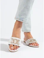 Módne biele nazúvaky dámske bez podpätku Módne biele nazúvaky dámske bez podpätku