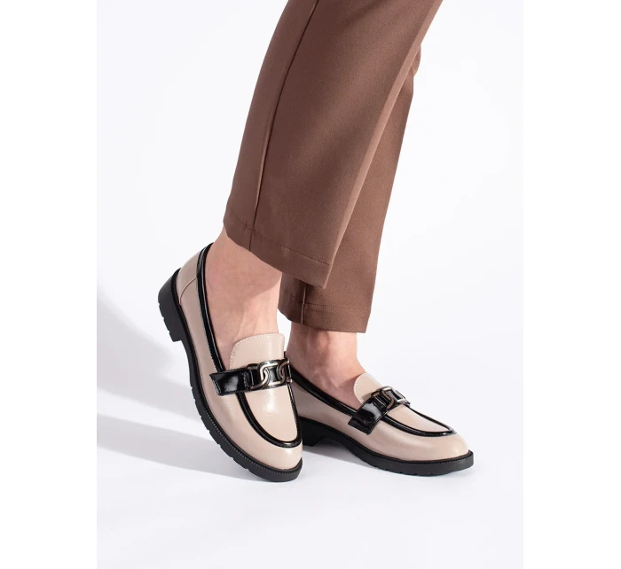 Exkluzívne dámske hnedé mokasíny na podpätku Exkluzívne dámske hnedé mokasíny na podpätku