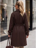 Płaszcz damski z paskiem brązowy model 22371809 - FashionStreet Płaszcz damski z paskiem brązowy model 22371809 - FashionStreet
