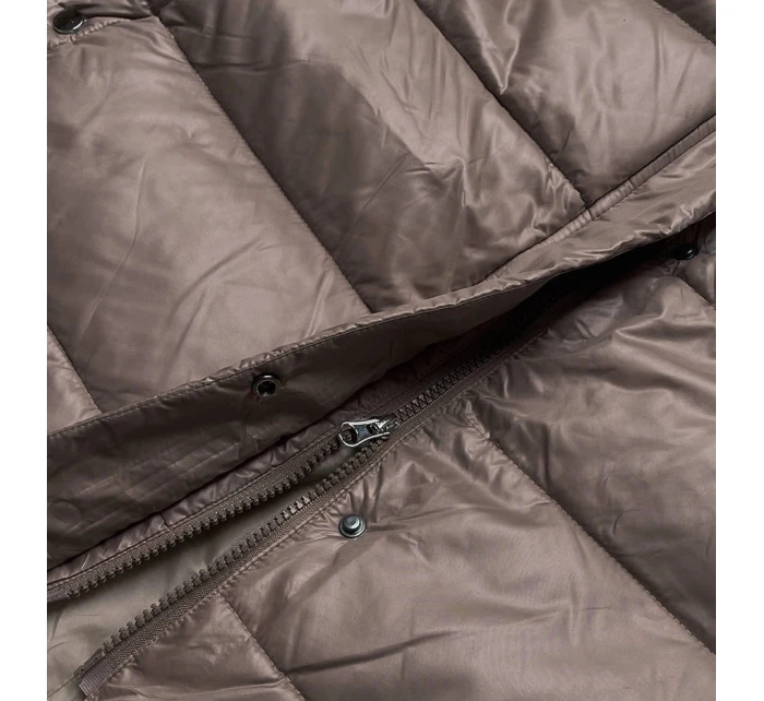 Dámska dlhá prešívaná bunda vo farbe cappuccino (H-201) Dámska dlhá prešívaná bunda vo farbe cappuccino (H-201)