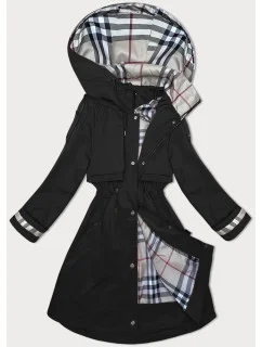 Tenká čierna dámska bunda s kapucňou BH Forever (BH-2403)