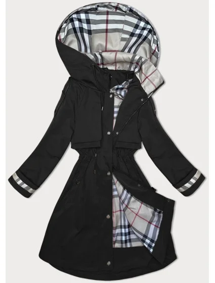 Tenká čierna dámska bunda s kapucňou BH Forever (BH-2403) Tenká čierna dámska bunda s kapucňou BH Forever (BH-2403)