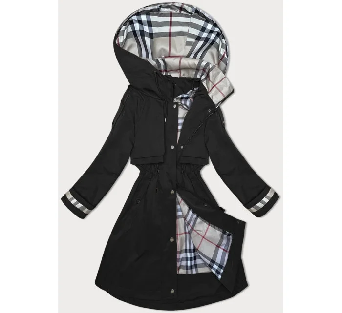 Tenká čierna dámska bunda s kapucňou BH Forever (BH-2403) Tenká čierna dámska bunda s kapucňou BH Forever (BH-2403)