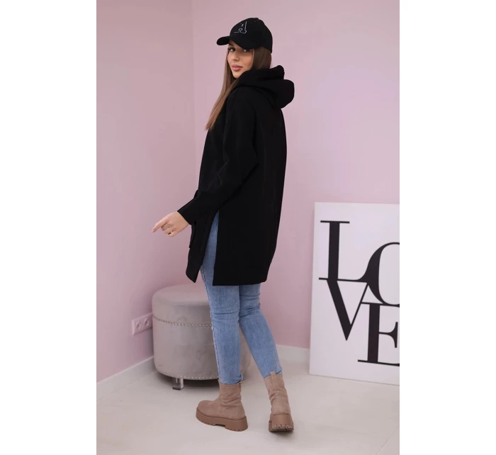 Zateplená mikina s bočními rozparky černá Zateplená mikina s bočními rozparky černá