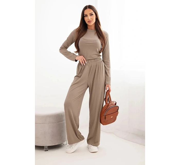 Dámska súprava z viskózy s blúzkou a širokými nohavicami fango