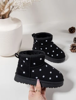 Dětské sněhule s květinami černé Gracina