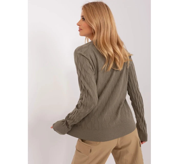 Sweter AT SW model 18904835 khaki - FPrice Sweter AT SW model 18904835 khaki - FPrice