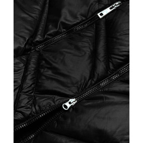 Čierna dámska bunda s kapucňou pre prechodné obdobie (H-97-1)