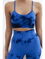 Fitness set top s model 20129789 ramínky + push up legíny chrpově modrá - K-Fashion