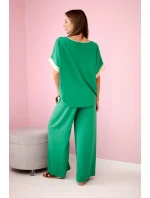 Viskózová súprava so zlatým lemovaním zelená