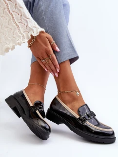 Dámské lakované polobotky mokasíny model 21652903 černé - S.Barski