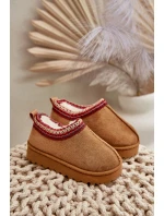 Śniegowce Botki Dziecięce Na Platformie Ocieplane Futerkiem Camel Vilabria