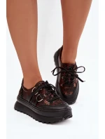 Kožené dámské tenisky na platformě model 21821683 čokoládové - Maciejka