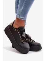 Dámské tenisky na platformě s přezkami Medvěd Srdce Černé Selorissa