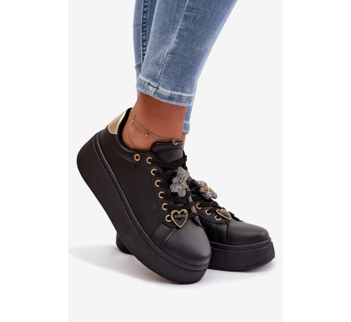 Dámské tenisky na platformě s přezkami Medvěd Srdce Černé Selorissa