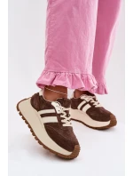 Semišové tenisky na masivní platformě model 22031726 Čokoládové - D&A