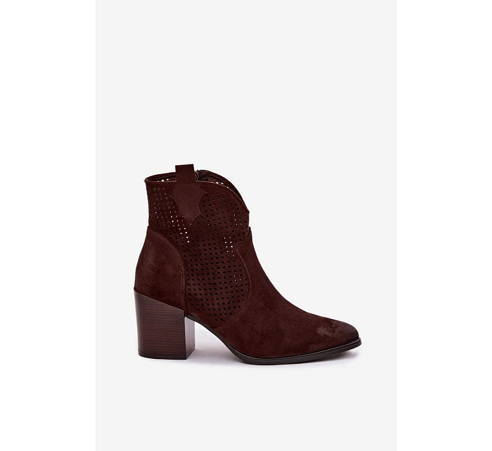 Dámské perforované kotníkové boty Vinceza 58640 Čokoládové
