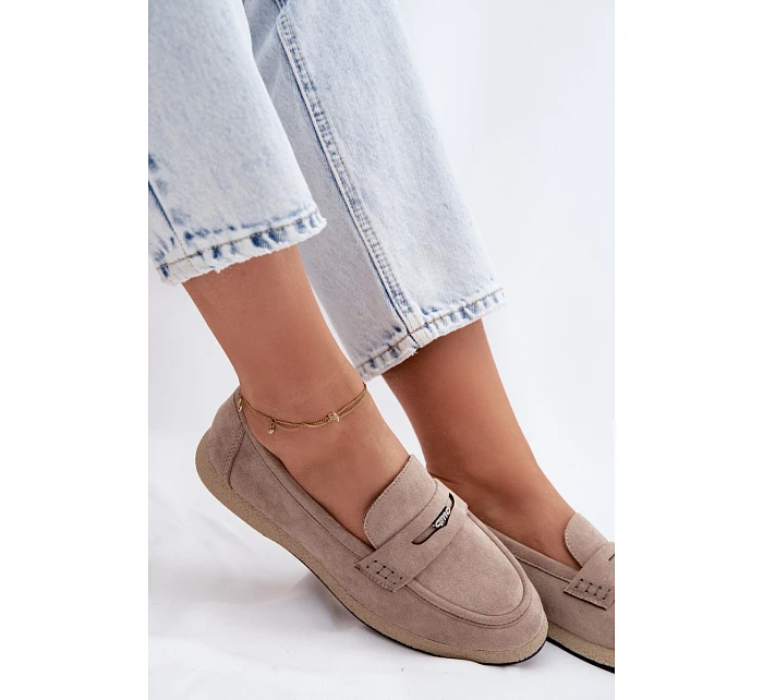 Dámské mokasíny z imitace semiše Vinceza Béžové Dámské mokasíny z imitace semiše Vinceza Béžové