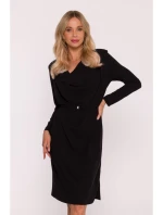S428 Šaty s výstrihom - čierne