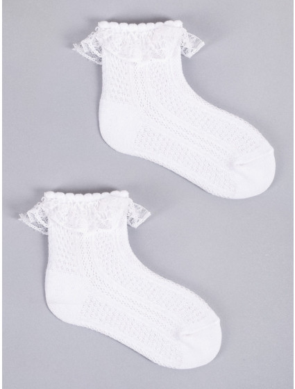 Dievčenské ponožky s volánom 3Pack SKL-0009G-0100 white - Yoclub