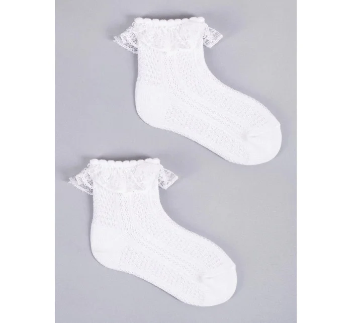 Dievčenské ponožky s volánom 3Pack SKL-0009G-0100 white - Yoclub