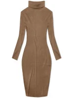 Tmavě béžové tužkové šaty s rolákem model 20082433 - NEW COLLECTION