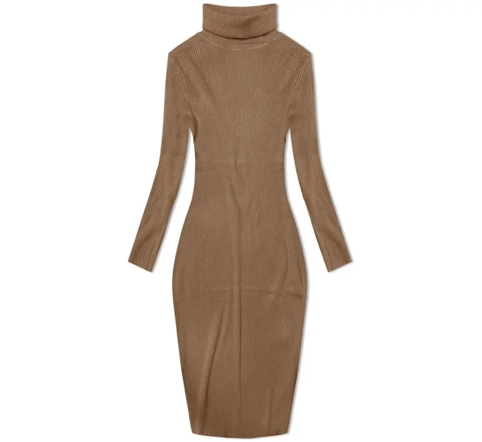Tmavě béžové tužkové šaty s rolákem model 20082433 - NEW COLLECTION