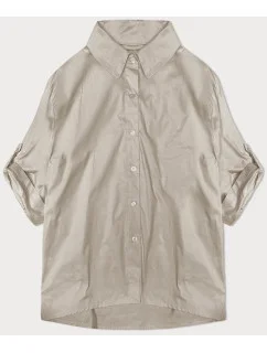 Svetlo béžové tričko s ozdobnou mašľou na chrbte (24018)