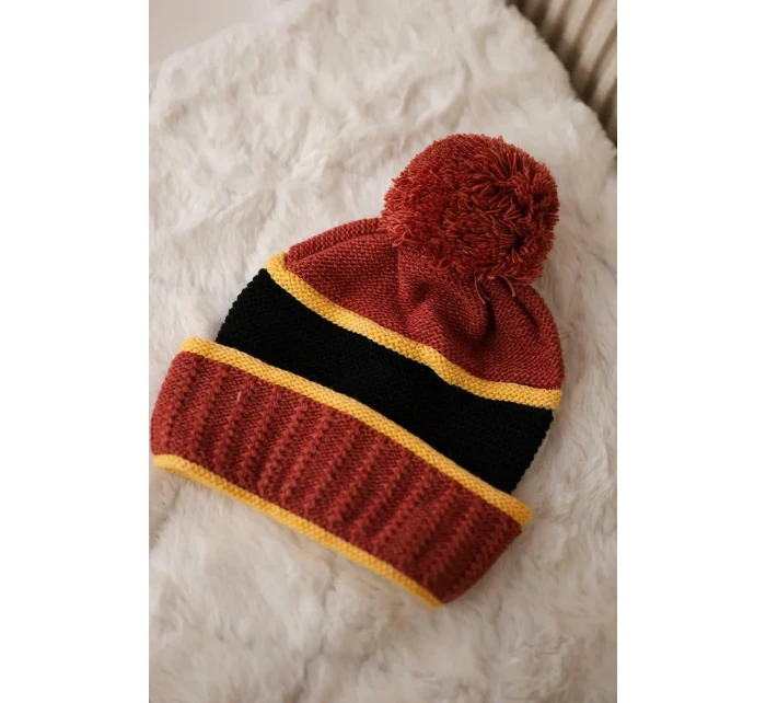 Dámska čiapka Kinga K297 červená+horčicová+čierna Dámska čiapka Kinga K297 červená+horčicová+čierna