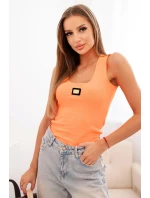 Dámske pruhované tielko s marhuľovou aplikáciou