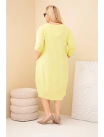 Dámská bavlněná model 21917173 Plus Size s ohrnutým rukávem a kapsami pistáciová - K-Fashion