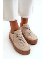 Zazoo N1100S2 Sneakersy Zamszowe Damskie Na Platformie Beżowe Zazoo N1100S2 Sneakersy Zamszowe Damskie Na Platformie Beżowe