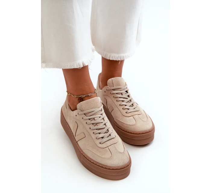 Zazoo N1100S2 Sneakersy Zamszowe Damskie Na Platformie Beżowe Zazoo N1100S2 Sneakersy Zamszowe Damskie Na Platformie Beżowe