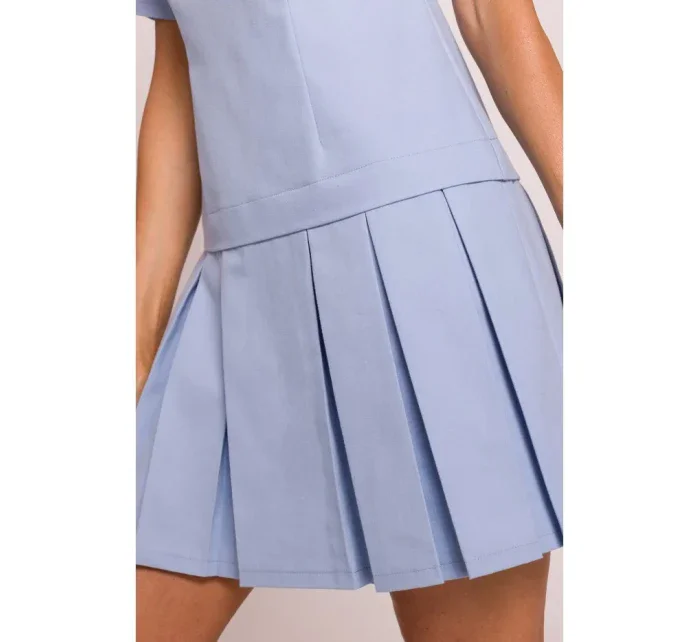 M842 Džínsové šaty so záhybmi - svetlomodré M842 Džínsové šaty so záhybmi - svetlomodré