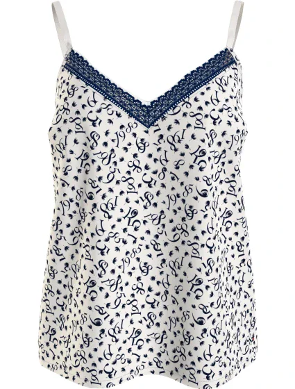 Dámsky pyžamový top WOVEN CAMI PRINT UW0UW05006 02X biely s potlačou - Tommy Hilfiger Dámsky pyžamový top WOVEN CAMI PRINT UW0UW05006 02X biely s potlačou - Tommy Hilfiger