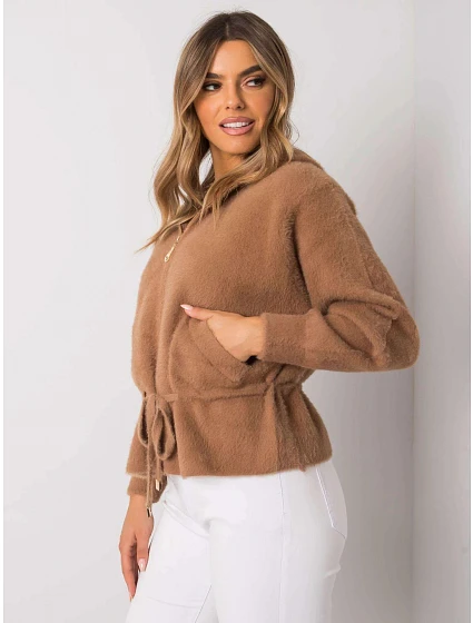 Dámský plášť model 20459220 hnědý - FPrice Dámský plášť model 20459220 hnědý - FPrice