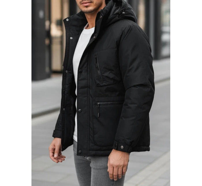 Pánská zimní bunda s kapucí černá model 21994704 - Dstreet